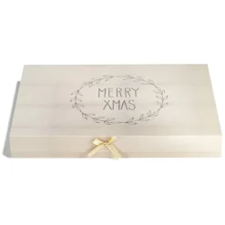 Boîte cadeau rectangulaire Noël effet bois inscription Merry Xmas-Gifi Online