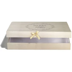 Boîte cadeau rectangulaire Noël effet bois inscription Merry Xmas-Gifi Online