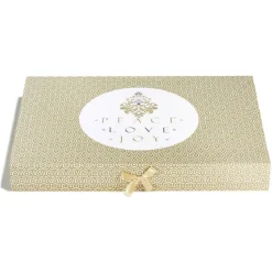 Boîte cadeau rectangulaire Noël inscription Peace Love Joy doré-Gifi Sale