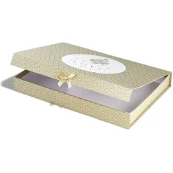 Boîte cadeau rectangulaire Noël inscription Peace Love Joy doré-Gifi Sale