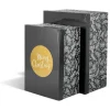 Boîte de Noël motif feuillage hiver gris et blanc x2-Gifi Discount