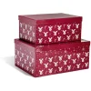 Boîte de Noël motif renne flocon canne à sucre rouge et blanc x2-Gifi Sale