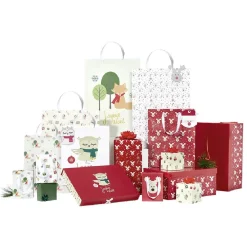 Boîte de Noël motif renne flocon canne à sucre rouge et blanc x2-Gifi Sale