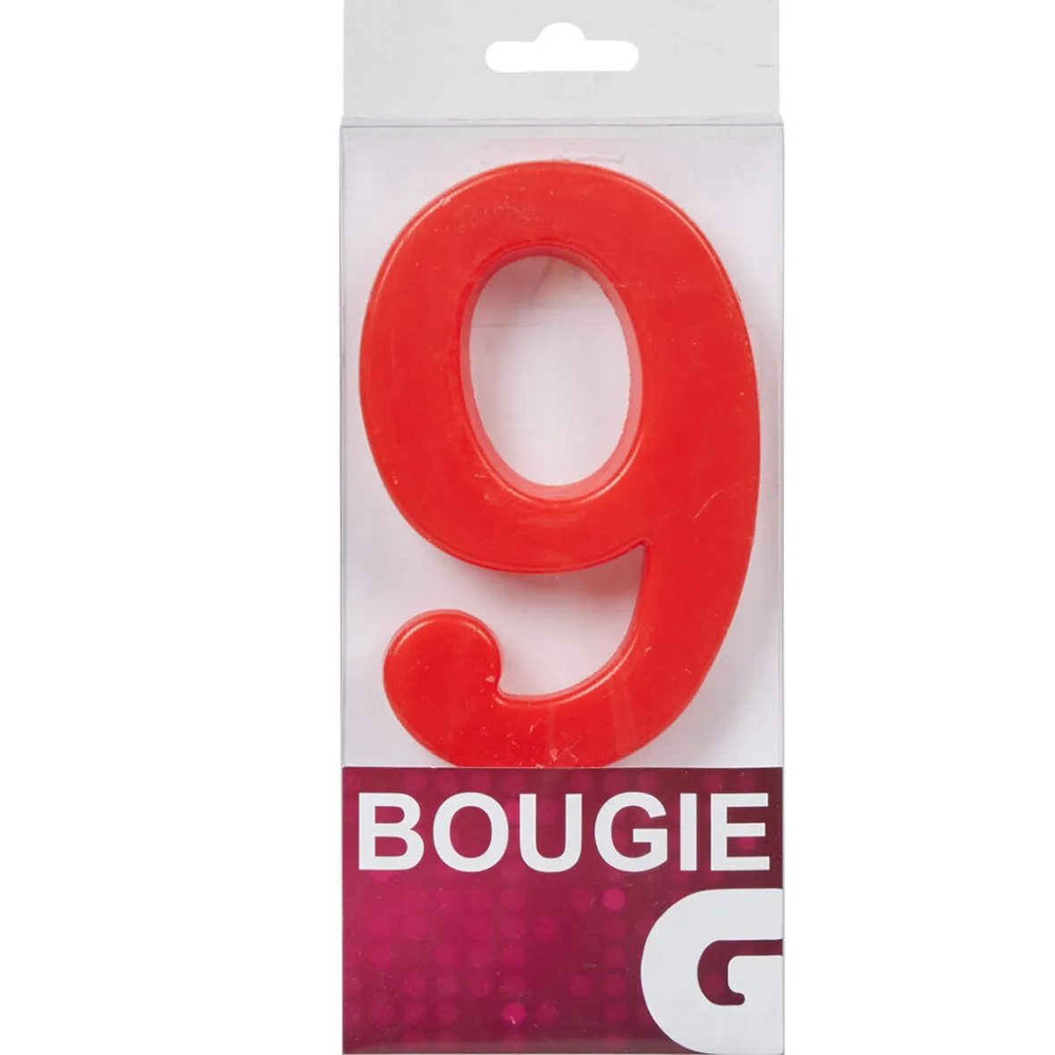 Bougie anniversaire chiffre 9 rouge-Gifi