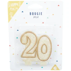 Bougie anniversaire chiffre 20 doré pailleté-Gifi New