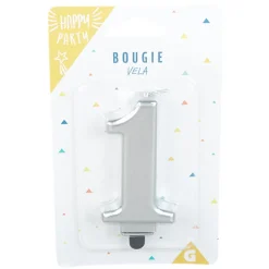 Bougie anniversaire chiffre 1 mat argenté-Gifi Sale