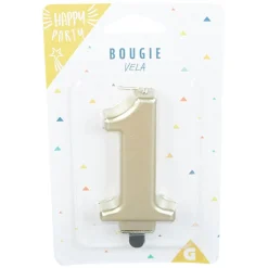 Bougie anniversaire chiffre 1 mat doré-Gifi