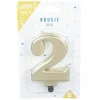 Bougie anniversaire chiffre 2 mat doré-Gifi Outlet