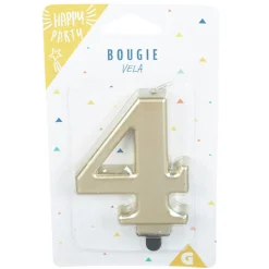 Bougie anniversaire chiffre 4 mat doré-Gifi Outlet