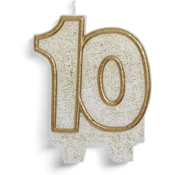 Bougie anniversaire chiffre 10 doré-Gifi Hot