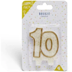 Bougie anniversaire chiffre 10 doré-Gifi Hot