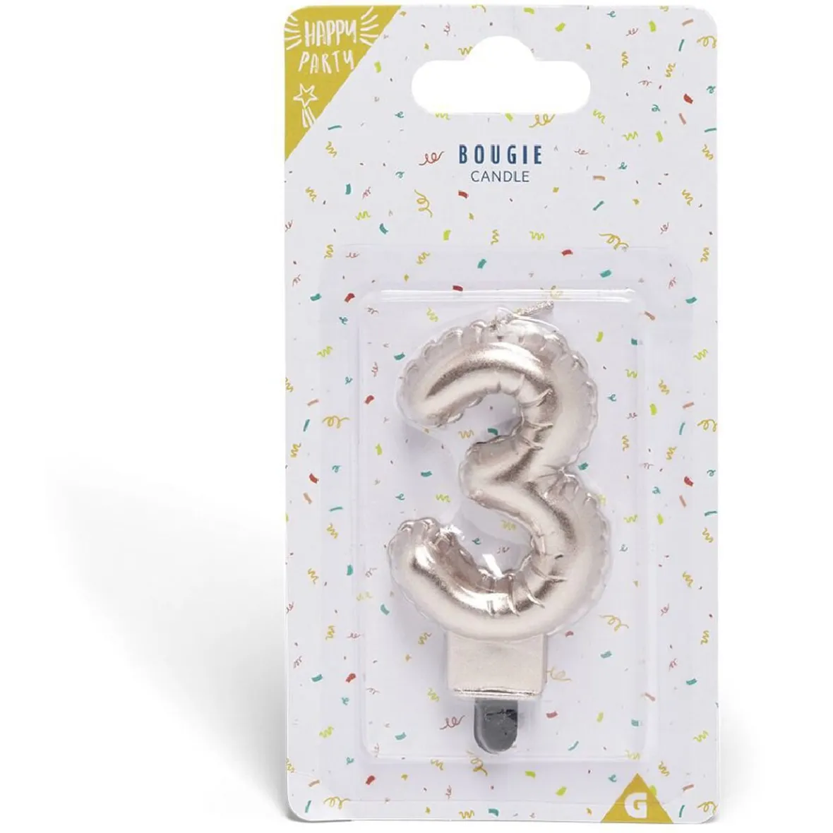 Bougie anniversaire chiffre 3 rose gold-Gifi Online