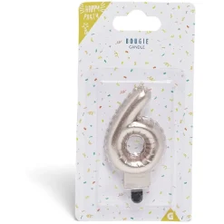 Bougie anniversaire chiffre 6 rose gold-Gifi Best