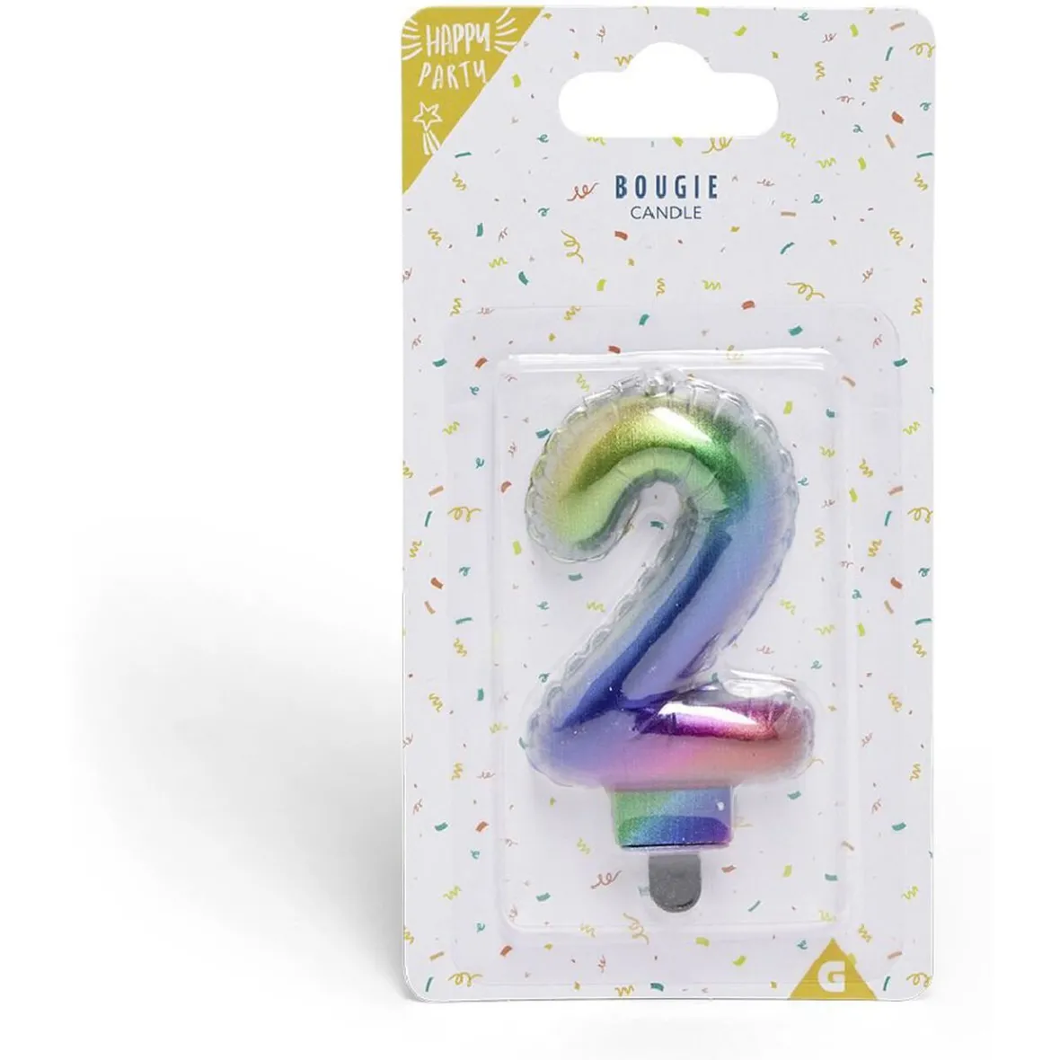 Bougie anniversaire chiffre 2 iridescent-Gifi Online