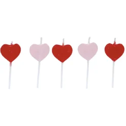Bougie anniversaire coeur rose et rouge x5-Gifi Clearance