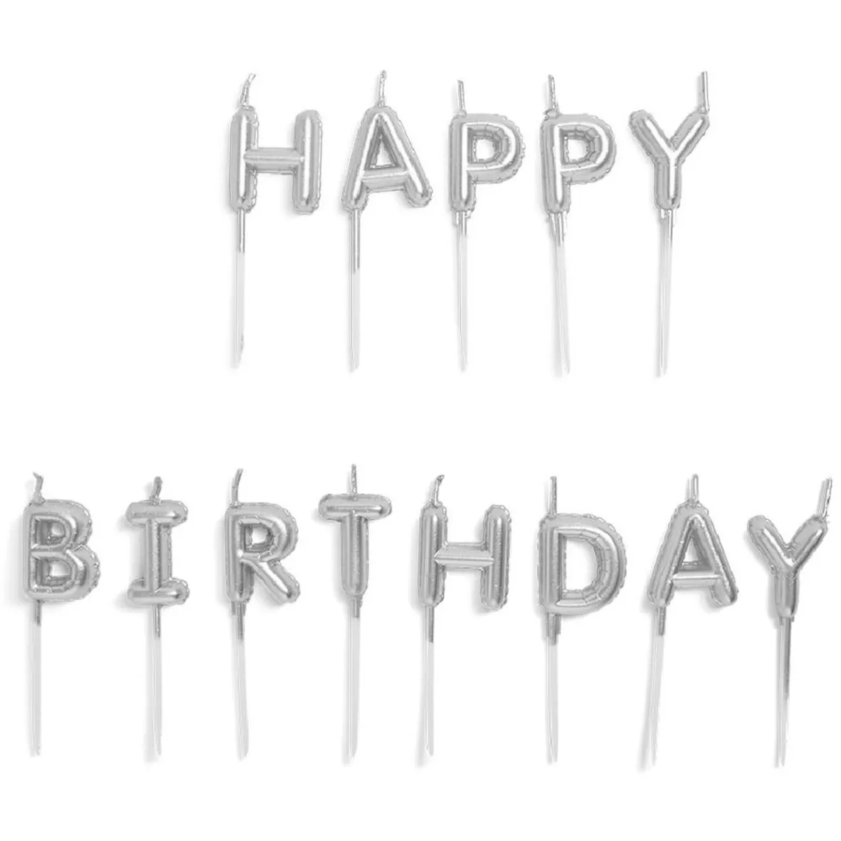 Bougie anniversaire lettres Happy Birthday argenté-Gifi Hot