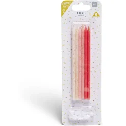 Bougie anniversaire longue rose x12-Gifi