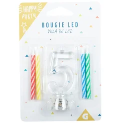 Bougie anniversaire lumineuse à led chiffre 5-Gifi Outlet
