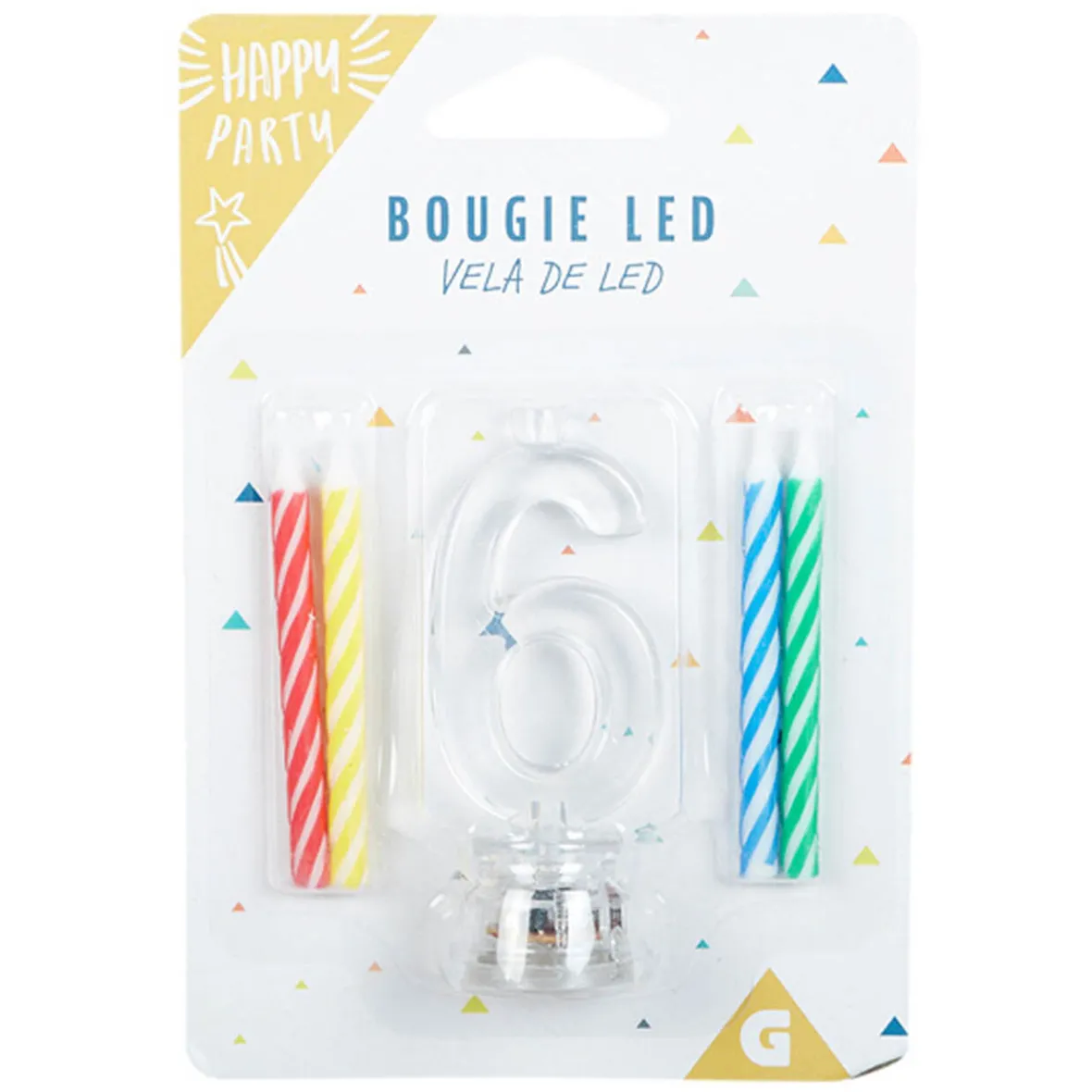 Bougie anniversaire lumineuse à led chiffre 6-Gifi Outlet
