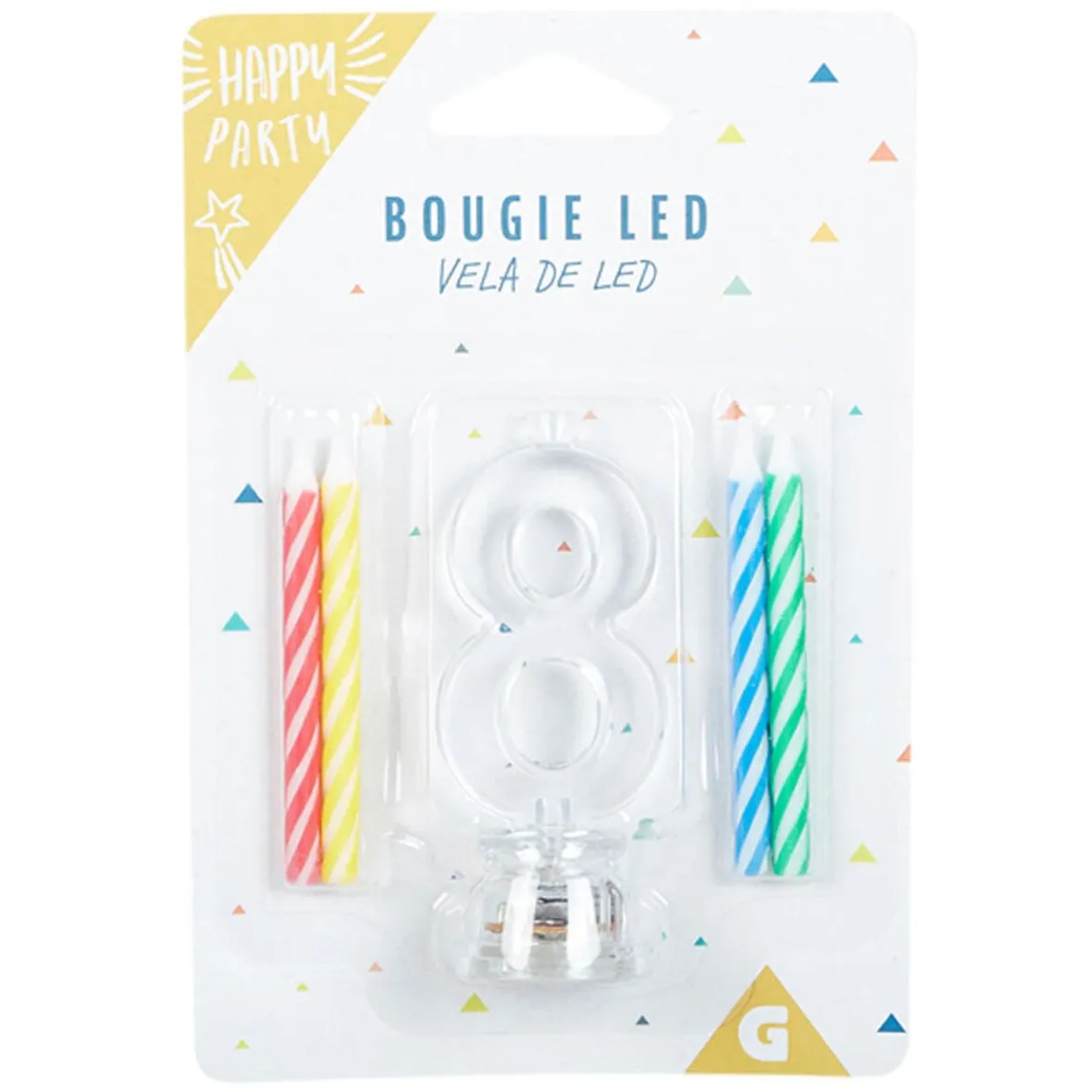 Bougie anniversaire lumineuse à led chiffre 8-Gifi Discount
