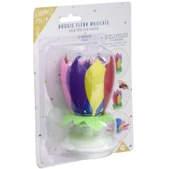 Bougie anniversaire musicale forme fleur 8 mèches-Gifi Online