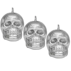Bougie Halloween en forme de crâne x3-Gifi Discount
