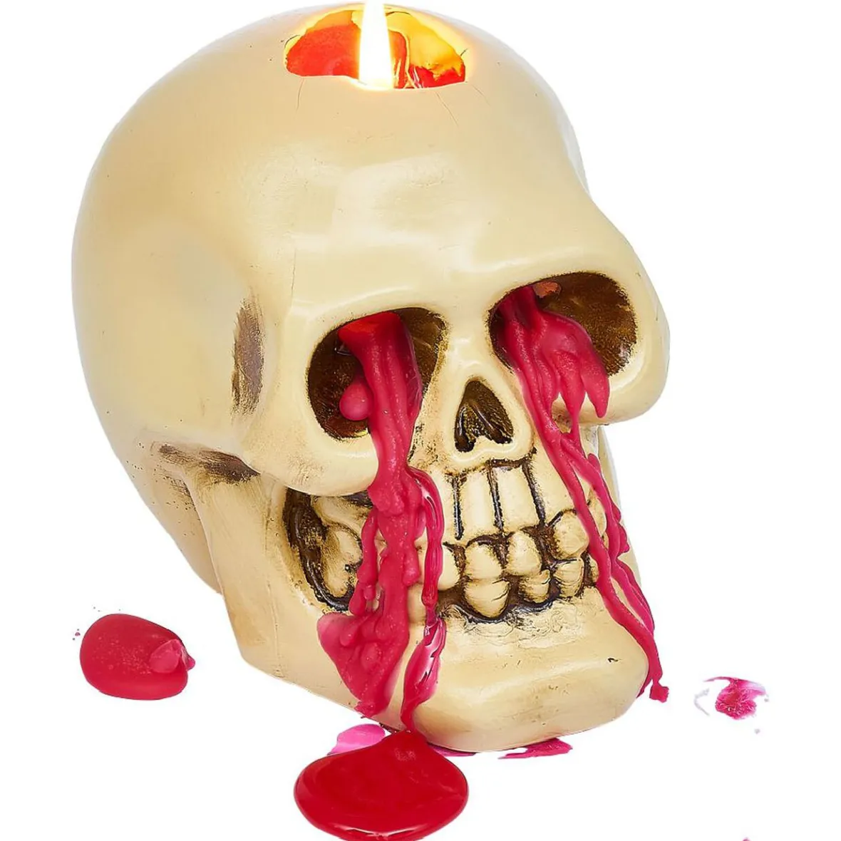 Bougie Halloween tête de mort beige-Gifi Online