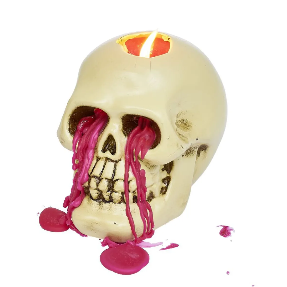 Bougie Halloween tête de mort beige-Gifi Online