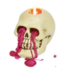 Bougie Halloween tête de mort beige-Gifi Online