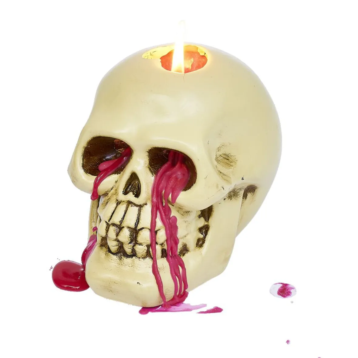 Bougie Halloween tête de mort beige-Gifi Online