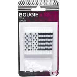 Bougie x12 avec support déco noir et blanc-Gifi Sale
