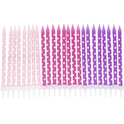 Bougies anniversaire à pois blanc rose et violet XXL x24-Gifi Outlet