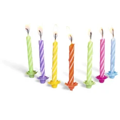 Bougies d'anniversaire multicolore x 24 et ses 12 supports-Gifi Discount