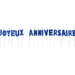 Bougies Joyeux anniversaire bleu à paillettes-Gifi