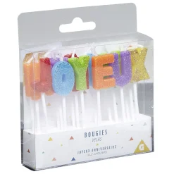 Bougies Joyeux anniversaire multicouleur à paillettes-Gifi Online