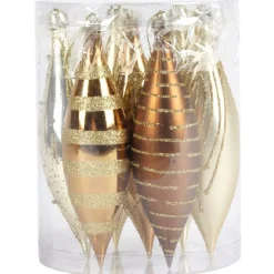 Boule de Noel goutte X7 or pailletée-Gifi Outlet