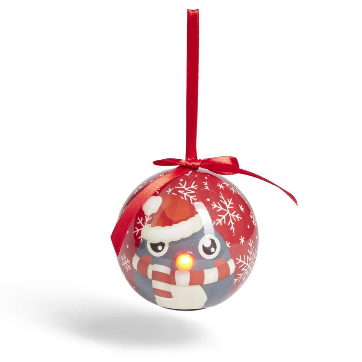 Boule de Noël à suspendre avec nez rouge LED Ø8cm - 4 modèles-Gifi New