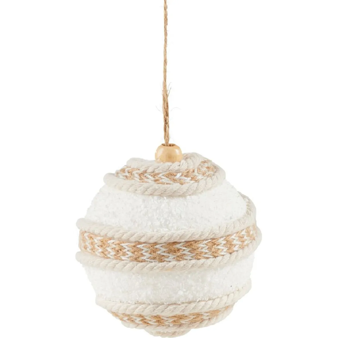 Boule de Noël à suspendre blanche et naturelle-Gifi Online