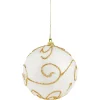 Boule de Noël à suspendre blanche et dorée-Gifi Outlet