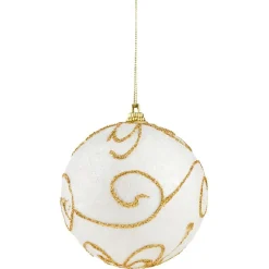 Boule de Noël à suspendre blanche et dorée-Gifi Outlet
