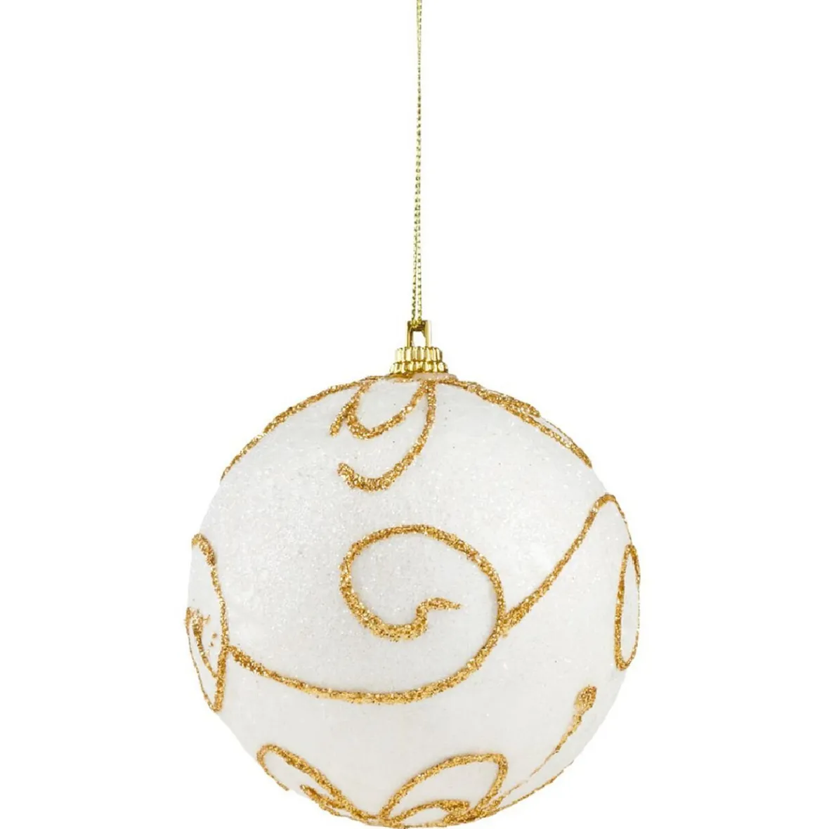 Boule de Noël à suspendre blanche et dorée-Gifi Outlet