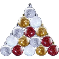 Boule de Noël à suspendre intérieur décoré fil métallisé x15-Gifi Discount