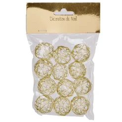 Boule de Noël ajourée dorée x 12-Gifi New
