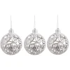 Boule de Noël ajourée motif arabesque pailleté argenté Ø8 cm x3-Gifi Outlet