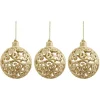 Boule de Noël ajourée motif arabesque pailleté doré Ø8 cm x3-Gifi Hot