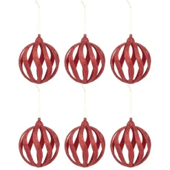 Boule de Noël ajourée rouge x6-Gifi New