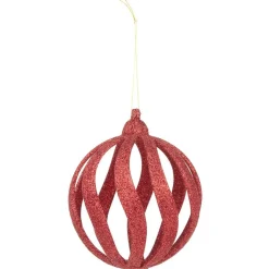 Boule de Noël ajourée rouge x6-Gifi New