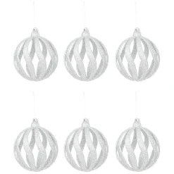 Boule de Noël argentée ajourée x6-Gifi Sale