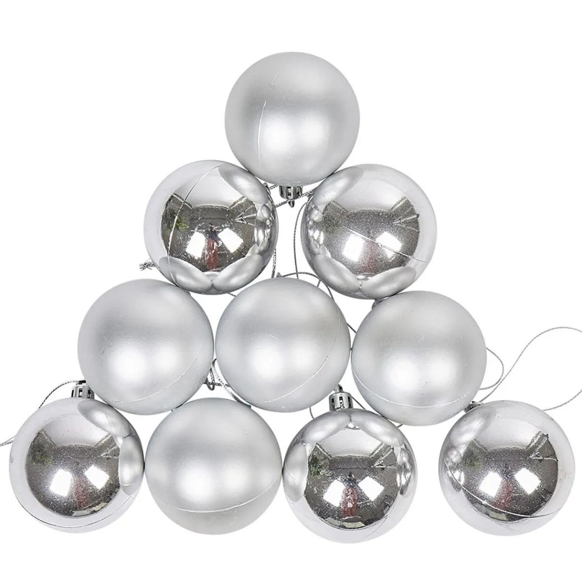 Boule de Noël argentée brillante et mate x10-Gifi Hot