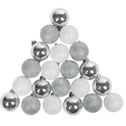 Boule de Noël argentée et blanche x25-Gifi